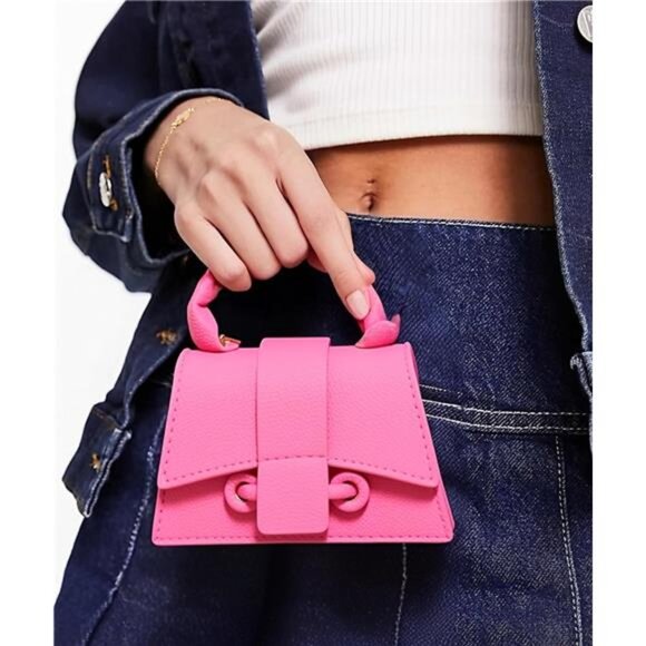 Micro Mini Crossbody Bag for Women Tiny PU Leather Purse Clutch Top Handle - Picture 7 of 8